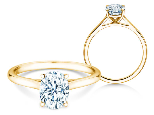 Anello di Fidanzamento Oval Cut in 9K oro giallo con diamante 0,25ct