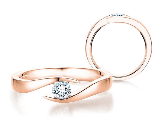 Anello di Fidanzamento Twist in 9K oro rosa con diamante 0,03ct